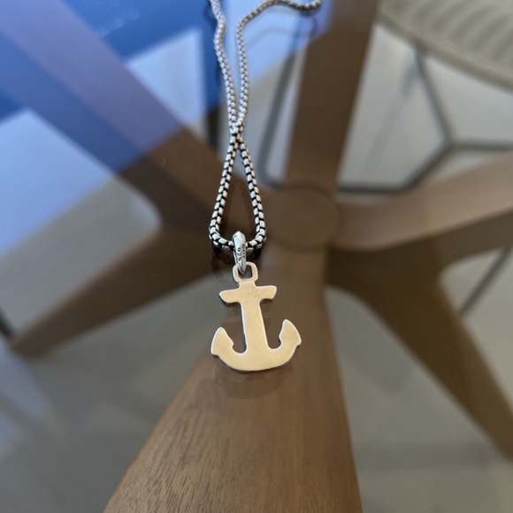 David Yurman Sterling Silver Maritime Anchor Pendant with Black Diamonds - Picture 4 of 7